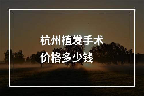 杭州植发手术价格多少钱