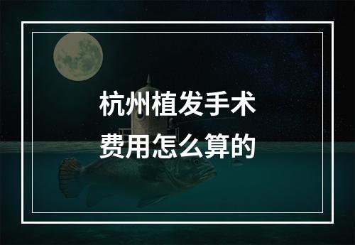 杭州植发手术费用怎么算的