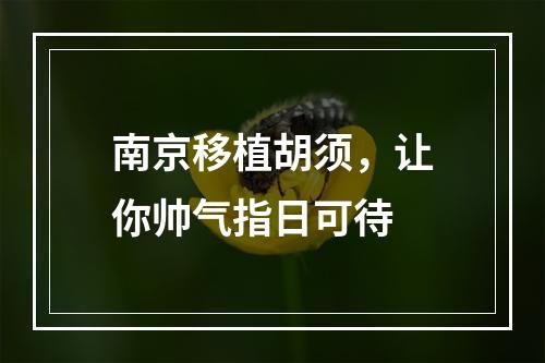 南京移植胡须，让你帅气指日可待