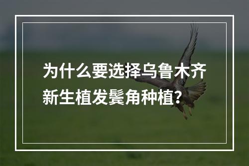 为什么要选择乌鲁木齐新生植发鬓角种植？