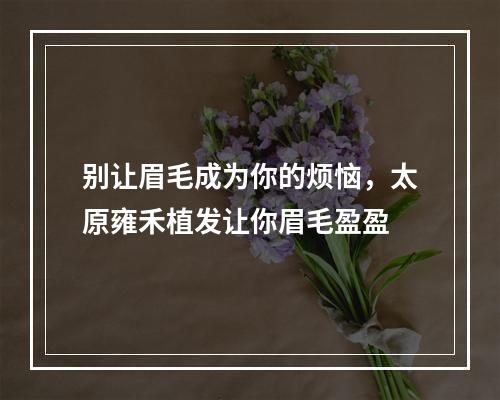 别让眉毛成为你的烦恼，太原雍禾植发让你眉毛盈盈