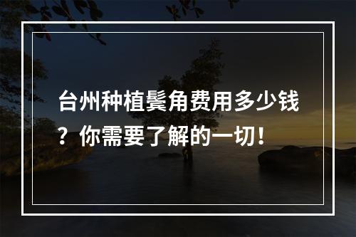 台州种植鬓角费用多少钱？你需要了解的一切！