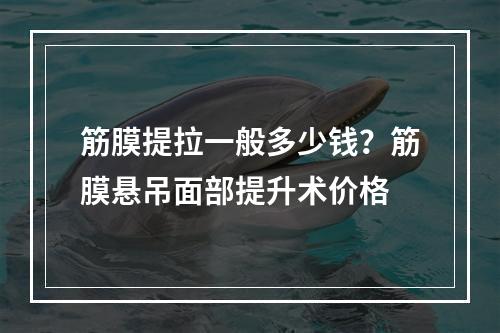 筋膜提拉一般多少钱？筋膜悬吊面部提升术价格