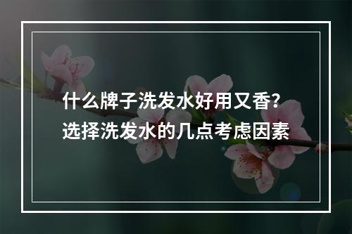 什么牌子洗发水好用又香？选择洗发水的几点考虑因素