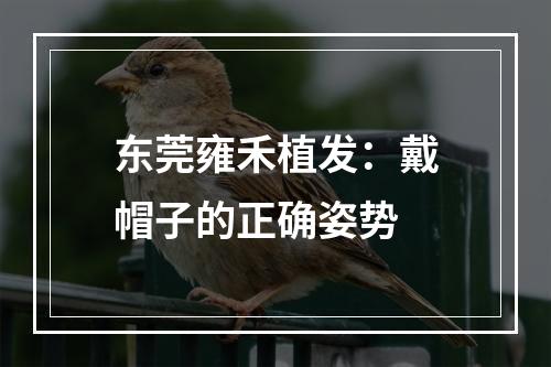 东莞雍禾植发：戴帽子的正确姿势