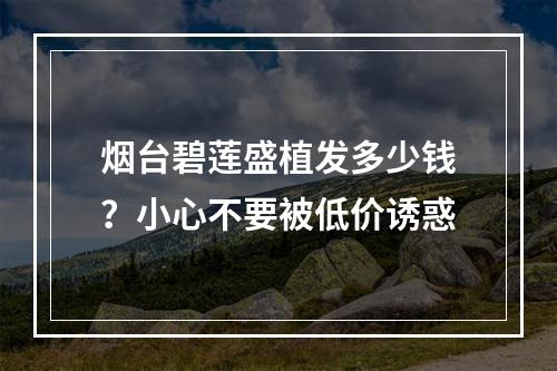 烟台碧莲盛植发多少钱？小心不要被低价诱惑