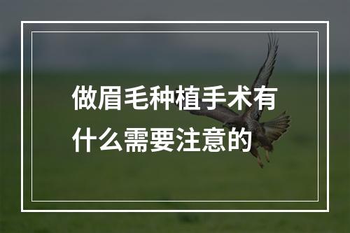 做眉毛种植手术有什么需要注意的