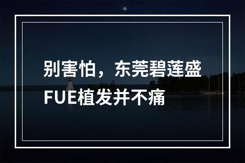 别害怕，东莞碧莲盛FUE植发并不痛