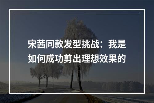 宋茜同款发型挑战：我是如何成功剪出理想效果的