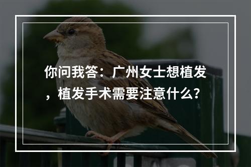 你问我答：广州女士想植发，植发手术需要注意什么？