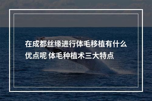 在成都丝缘进行体毛移植有什么优点呢 体毛种植术三大特点