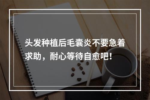 头发种植后毛囊炎不要急着求助，耐心等待自愈吧！