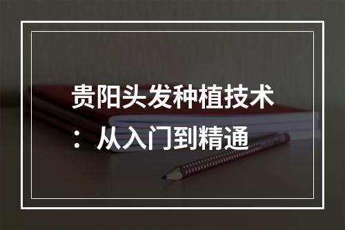 贵阳头发种植技术：从入门到精通