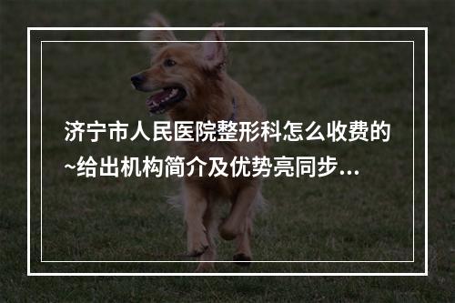 济宁市人民医院整形科怎么收费的~给出机构简介及优势亮同步参考~