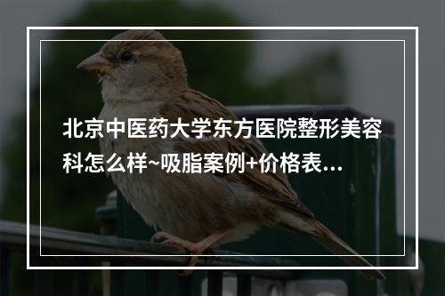 北京中医药大学东方医院整形美容科怎么样~吸脂案例+价格表详情