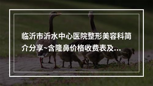 临沂市沂水中心医院整形美容科简介分享~含隆鼻价格收费表及科室介绍