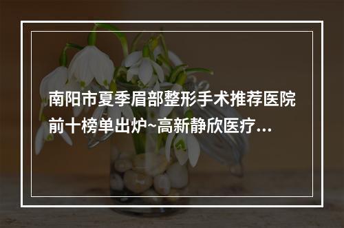 南阳市夏季眉部整形手术推荐医院前十榜单出炉~高新静欣医疗美容诊所荣获第【一】