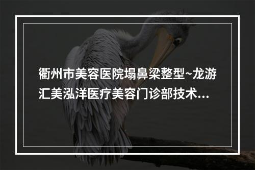 衢州市美容医院塌鼻梁整型~龙游汇美泓洋医疗美容门诊部技术优势出炉