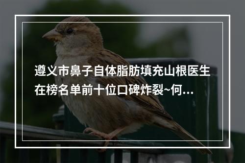 遵义市鼻子自体脂肪填充山根医生在榜名单前十位口碑炸裂~何平医生实力确实靠谱