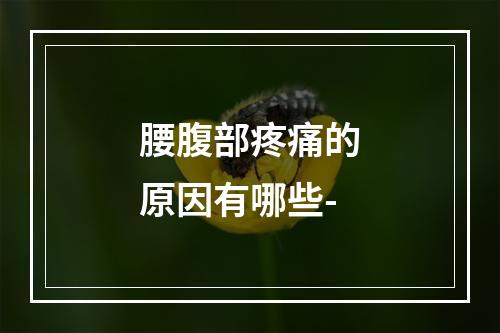 腰腹部疼痛的原因有哪些-