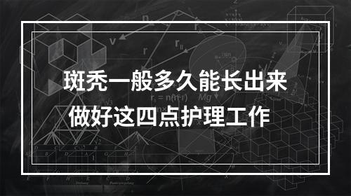 斑秃一般多久能长出来 做好这四点护理工作