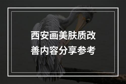 西安画美肤质改善内容分享参考