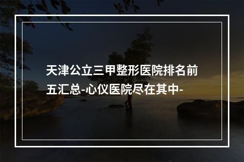 天津公立三甲整形医院排名前五汇总-心仪医院尽在其中-