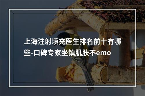 上海注射填充医生排名前十有哪些-口碑专家坐镇肌肤不emo