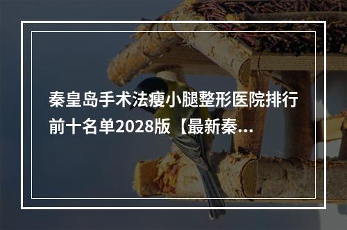 秦皇岛手术法瘦小腿整形医院排行前十名单2028版【最新秦皇岛瘦小腿整形医院排行榜~让你轻松找到靠谱~】