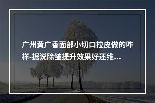 广州黄广香面部小切口拉皮做的咋样-据说除皱提升效果好还维持时间长