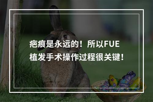 疤痕是永远的！所以FUE植发手术操作过程很关键！