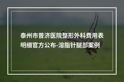 泰州市普济医院整形外科费用表明细官方公布-溶脂针腿部案例