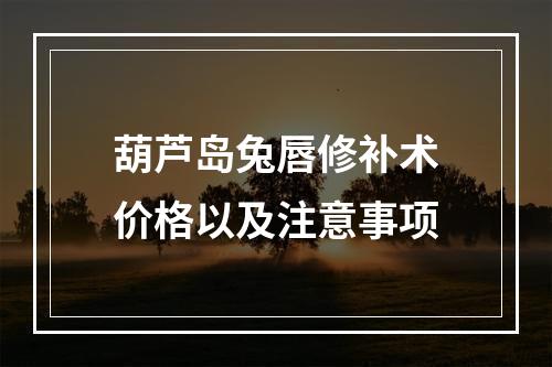 葫芦岛兔唇修补术价格以及注意事项