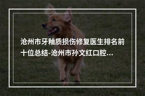 沧州市牙釉质损伤修复医生排名前十位总结-沧州市孙文红口腔医生