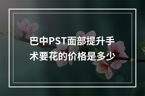 巴中PST面部提升手术要花的价格是多少