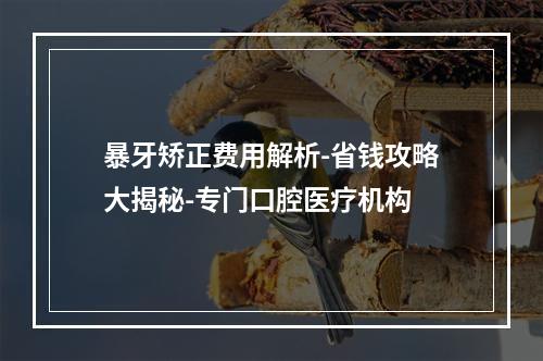 暴牙矫正费用解析-省钱攻略大揭秘-专门口腔医疗机构