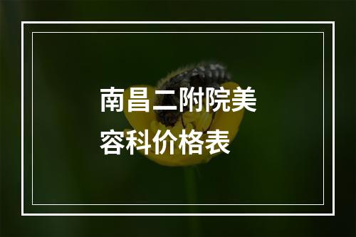 南昌二附院美容科价格表