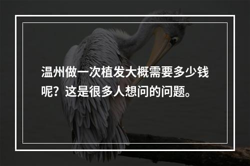 温州做一次植发大概需要多少钱呢？这是很多人想问的问题。