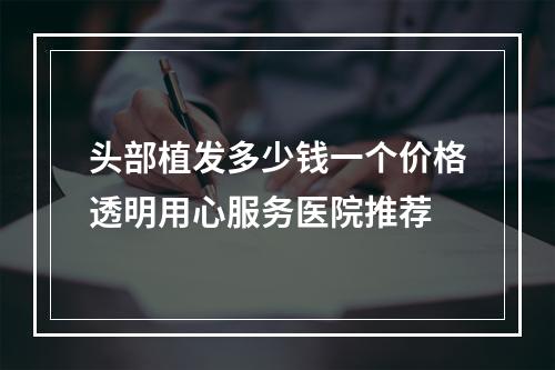 头部植发多少钱一个价格透明用心服务医院推荐