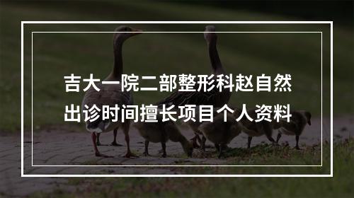 吉大一院二部整形科赵自然出诊时间擅长项目个人资料