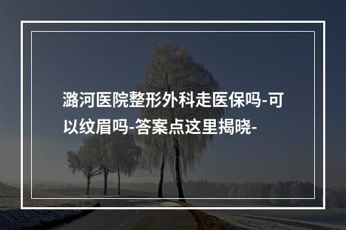 潞河医院整形外科走医保吗-可以纹眉吗-答案点这里揭晓-