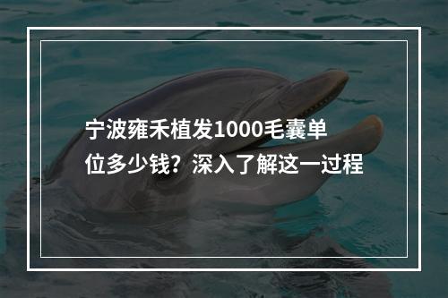 宁波雍禾植发1000毛囊单位多少钱？深入了解这一过程