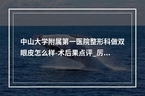 中山大学附属第一医院整形科做双眼皮怎么样-术后果点评_厉害的医生种草