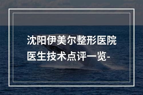 沈阳伊美尔整形医院医生技术点评一览-