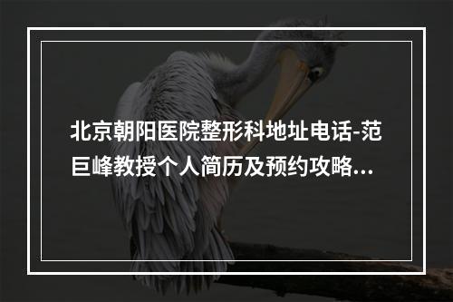 北京朝阳医院整形科地址电话-范巨峰教授个人简历及预约攻略奉上-