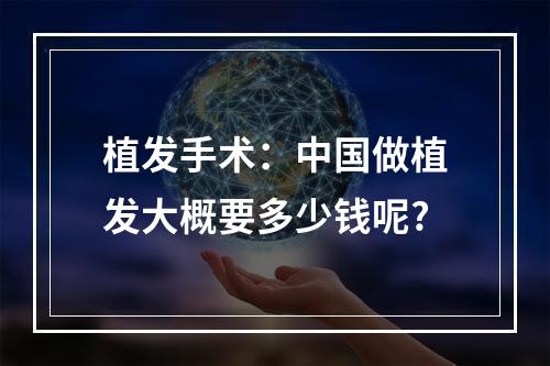 植发手术：中国做植发大概要多少钱呢?