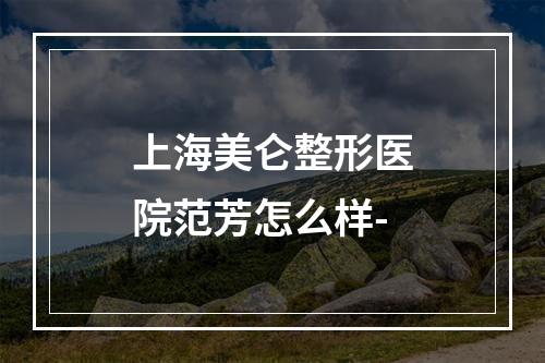 上海美仑整形医院范芳怎么样-