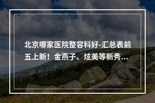 北京哪家医院整容科好-汇总表前五上新！金燕子、炫美等新秀榜上有名