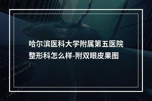 哈尔滨医科大学附属第五医院整形科怎么样-附双眼皮果图