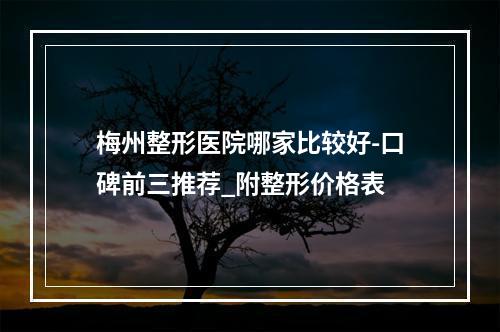 梅州整形医院哪家比较好-口碑前三推荐_附整形价格表